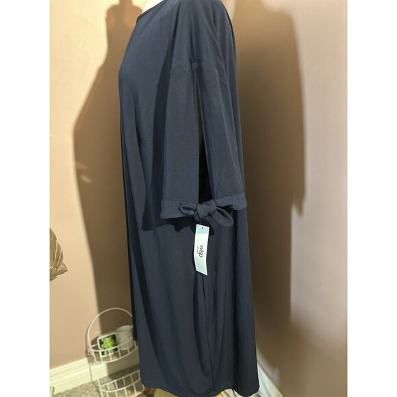 Wisp Woman Larra Dress Womens Size 22 Cold Shoulder 3/4 Length Sleeves Navy - Picture 2 of 9